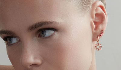 pair of ruby earrings